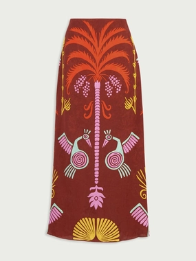 Cosmogony Tobacco Candente Midi Skirt womens slacks clearance