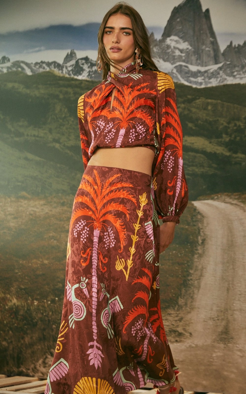 Cosmogony Tobacco Candente Midi Skirt
