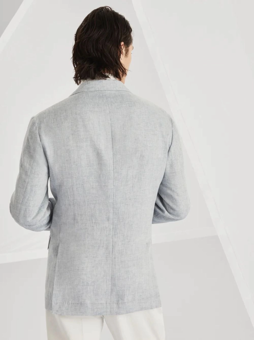 Cosmos Grey Dlav Linen Deconstructed Blazer