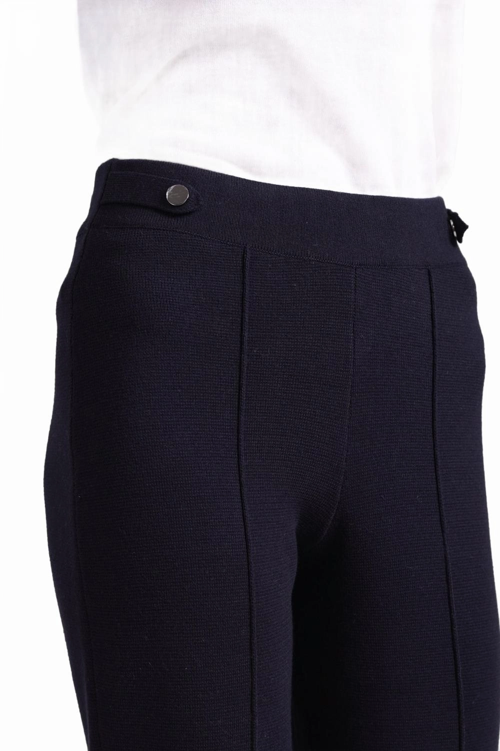 Cotton Blend Wide Leg Knit Pant In Navy