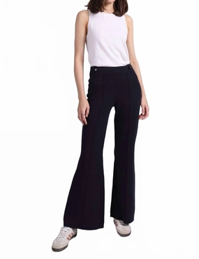 Cotton Blend Wide Leg Knit Pant In Navy womens tailored trousers deal
