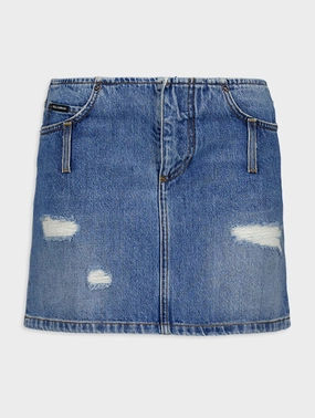 Cotton Denim Mini Skirt womens slacks clearance