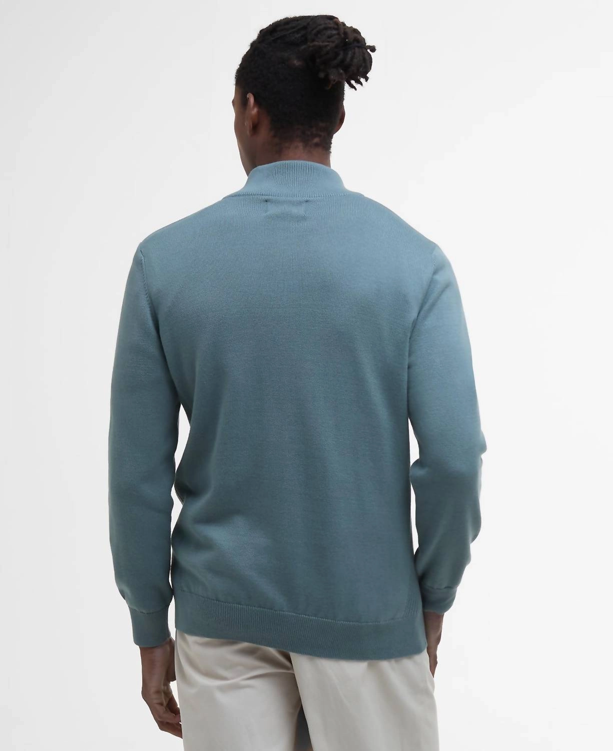 Cotton Half Zip Sweater In Vintage Teal