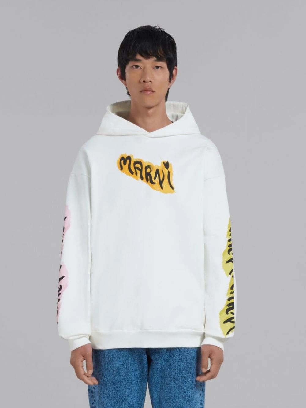 Cotton Hoodie With Graffiti Prints