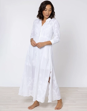 Cotton Maxi Dress with Vintage Embroidery - White Swim Womens - bikinis clearance