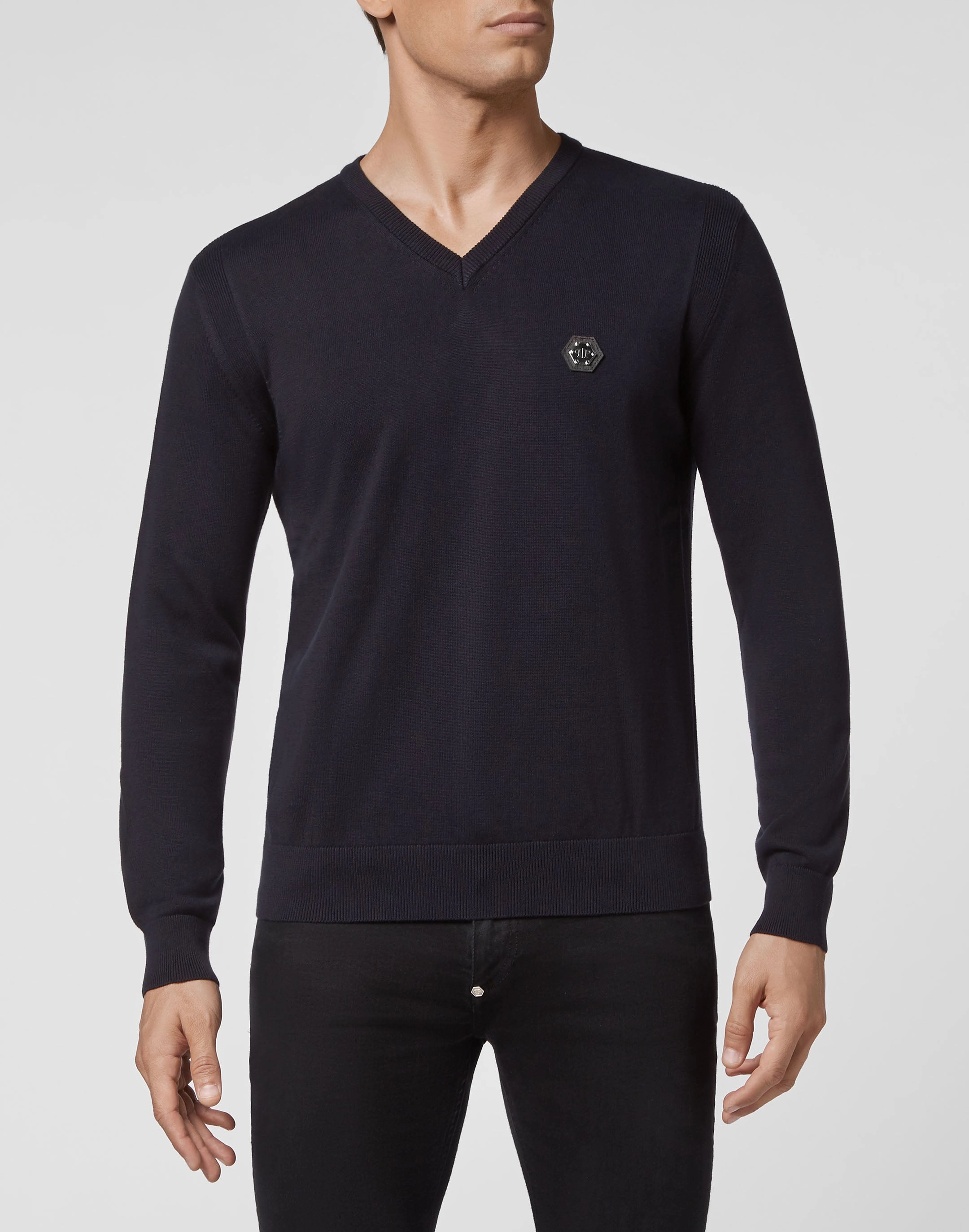 Cotton Pullover V-Neck LS