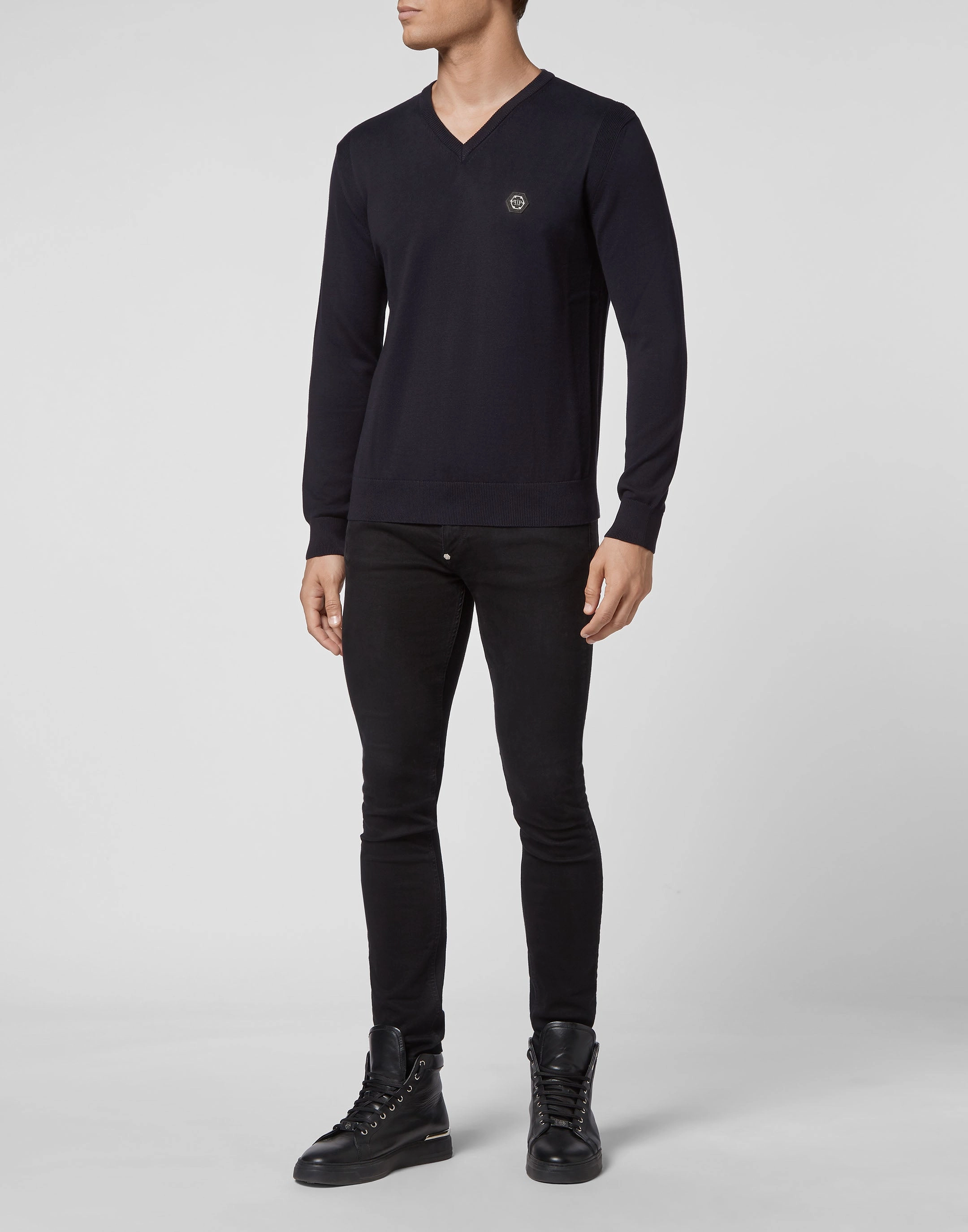 Cotton Pullover V-Neck LS