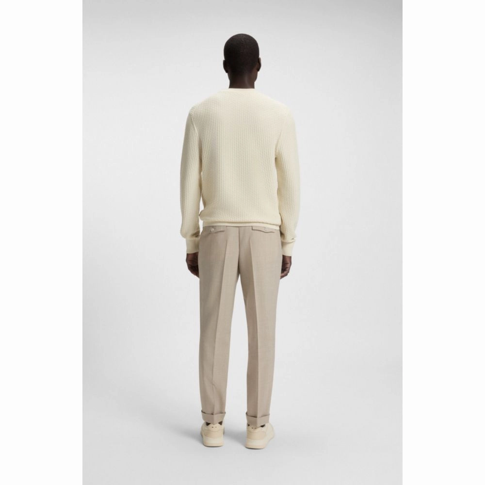 Cotton sweater with mixed structures
