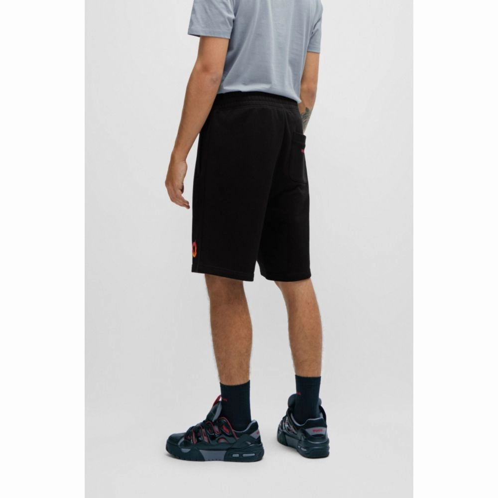 Cotton-terry shorts with puffed flame logo