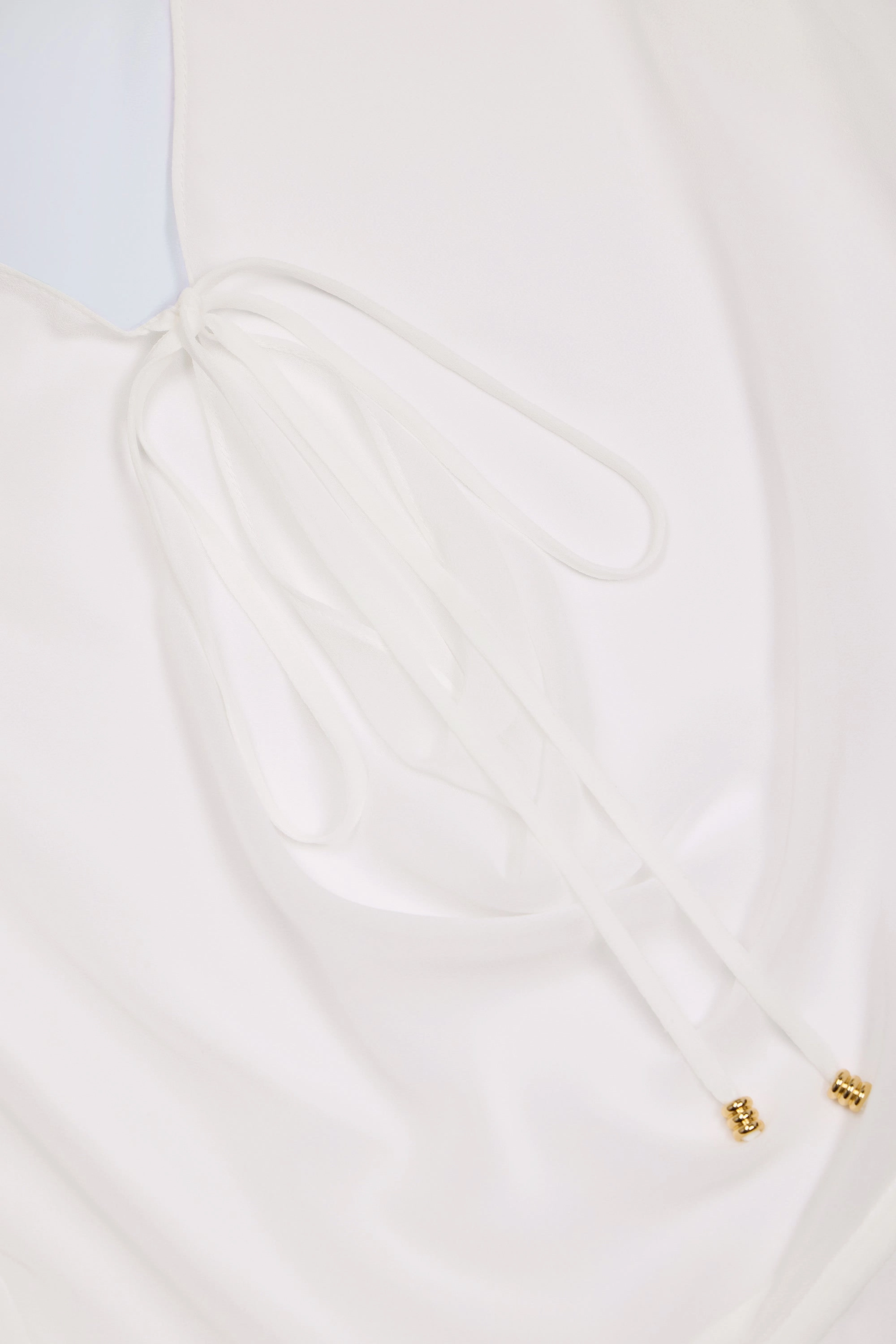 Cowl-Neck Mini Dress in White
