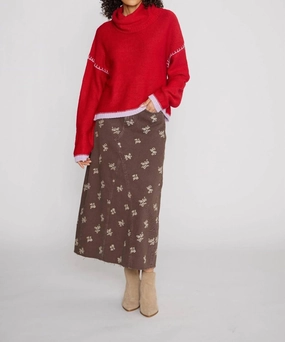 Cowl Neck Sweater With Contrast Stich In Red Tops Womens - lace tops sale