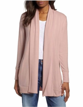 Cozy Knit Open Front Ribbed Sweater In Pink Tops Womens - embroidered tops sale