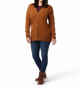 Cozy Lodge Merino Wool Boyfriend Cardigan Sweater In Acorn Heather Tops Womens - asymmetrical tops