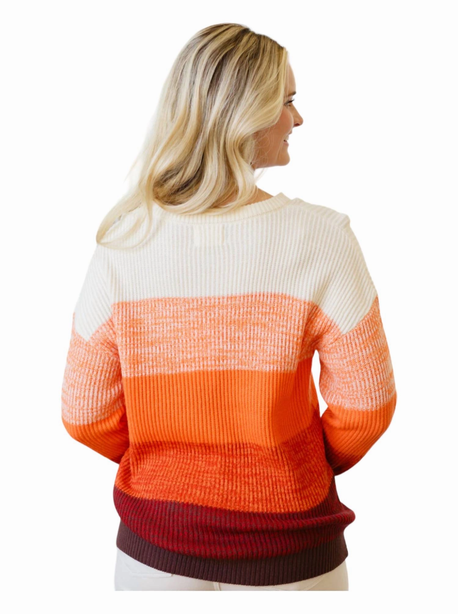 Cozy Sunset Color Block Sweater In Orange Multi