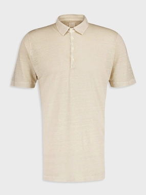 Cream Linen Polo Elegance Tops Mens - men's t-shirts outlet