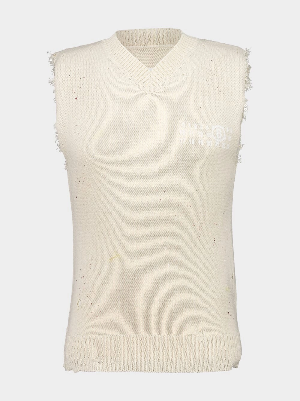 Cream Numbers-Print Vest Knitwear Mens - men's sweaters sale