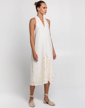 Crete Midi Dress - Natural and Champagne Swim Womens - bikinis clearance