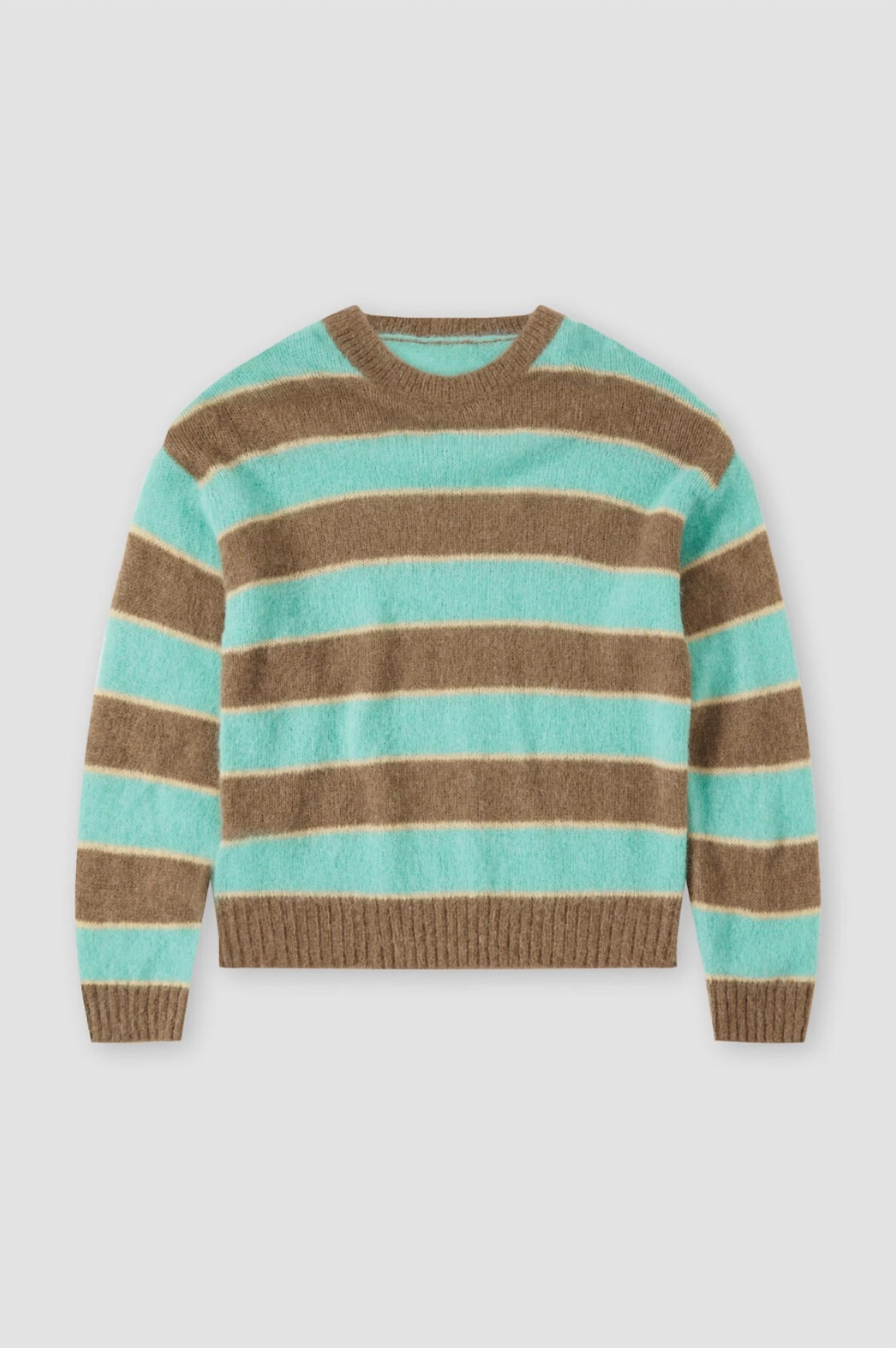 Crew Neck Striped Jumper In Glazed Green