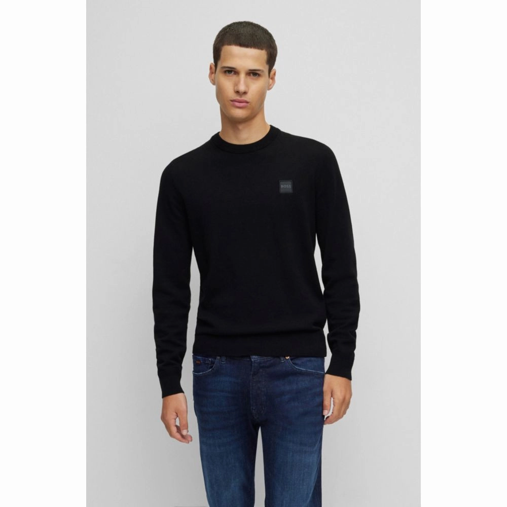 Crew-neck sweater in cotton and cashmere with logo