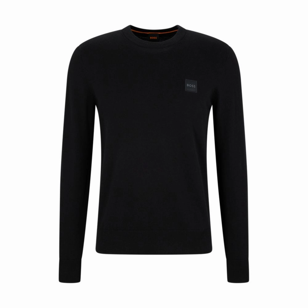 Crew-neck sweater in cotton and cashmere with logo