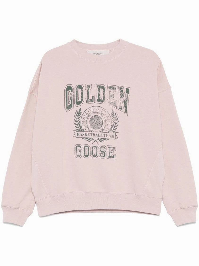 Crew Neck Sweater With Graphic Print And Ribbed Trim