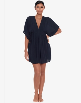 Crinkle Tunic Beach Dress - Black Swim Womens - bikinis clearance