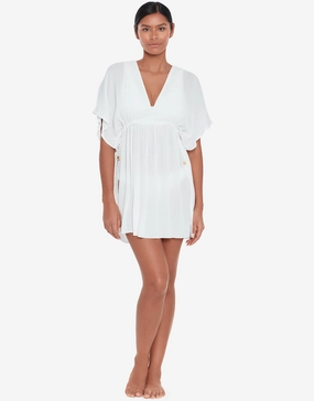 Crinkle Tunic Beach Dress - White Swim Womens - bikinis clearance
