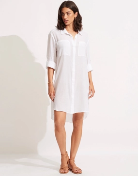 Crinkle Twill Beach Shirt - White Swim Womens - swimwear sale