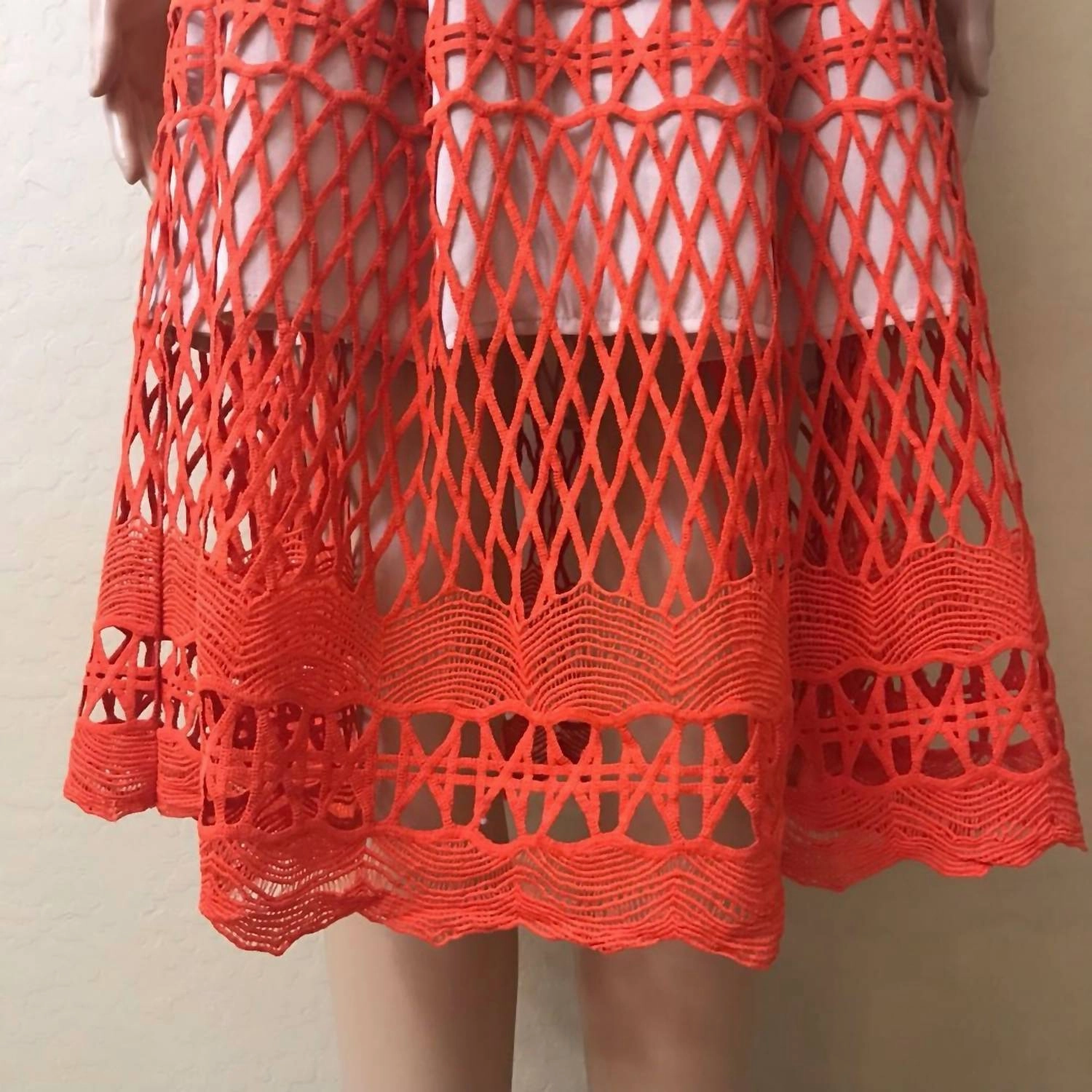 Crochet Lace Midi Skirt In Chili