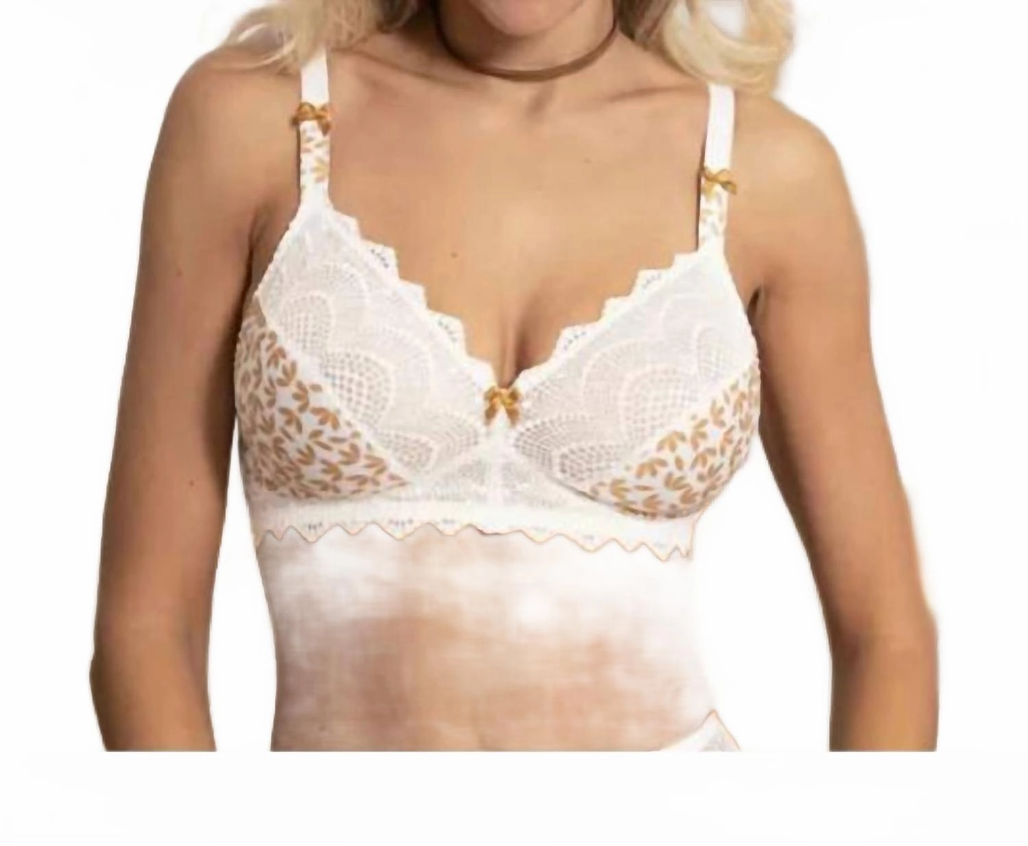 Crochet Non Wire Bra In Camel Boheme