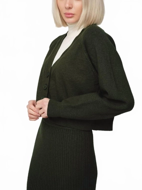 Cropped Cardigan In Hunter Green Tops Womens - peplum tops outlet