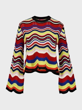 Cropped Chevron Cotton Sweater Knitwear Womens - women's knitwear cheap