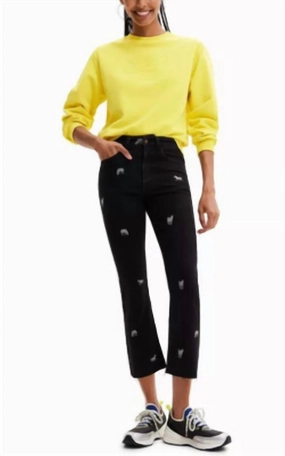 Cropped Flared Jean In Black Bottoms Womens outlet online store