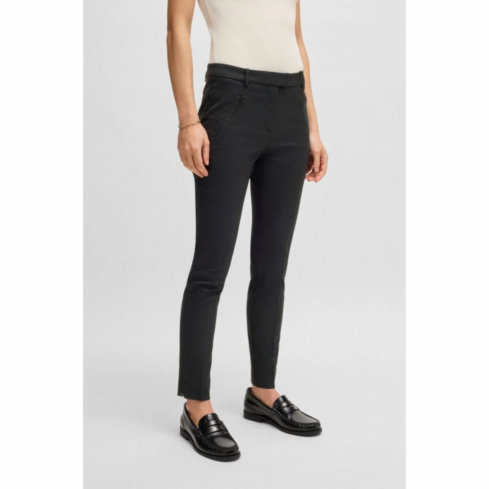Cropped slim-fit trousers with zipped hems