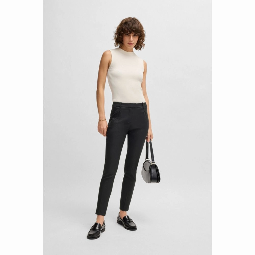 Cropped slim-fit trousers with zipped hems