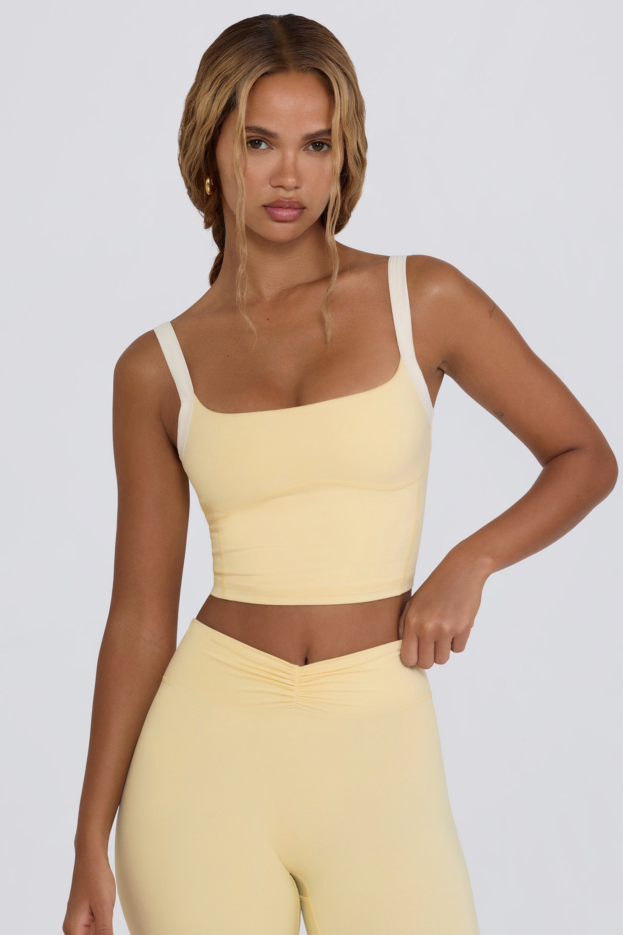 Cropped Tank Top in Lemon Marl Tops - tops on sale