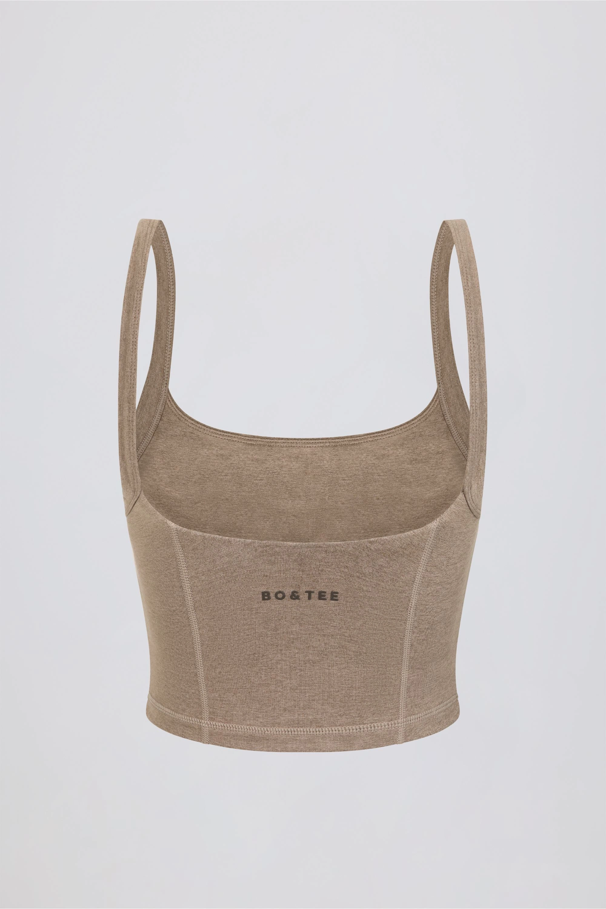 Cropped Tank Top in Mocha Marl