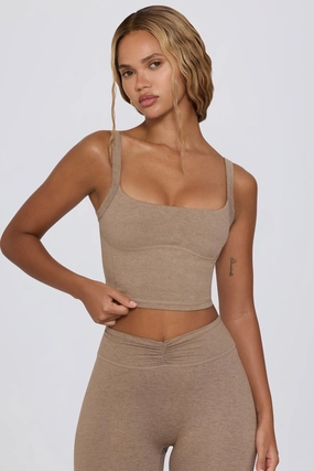 Cropped Tank Top in Mocha Marl Tops - tops on sale