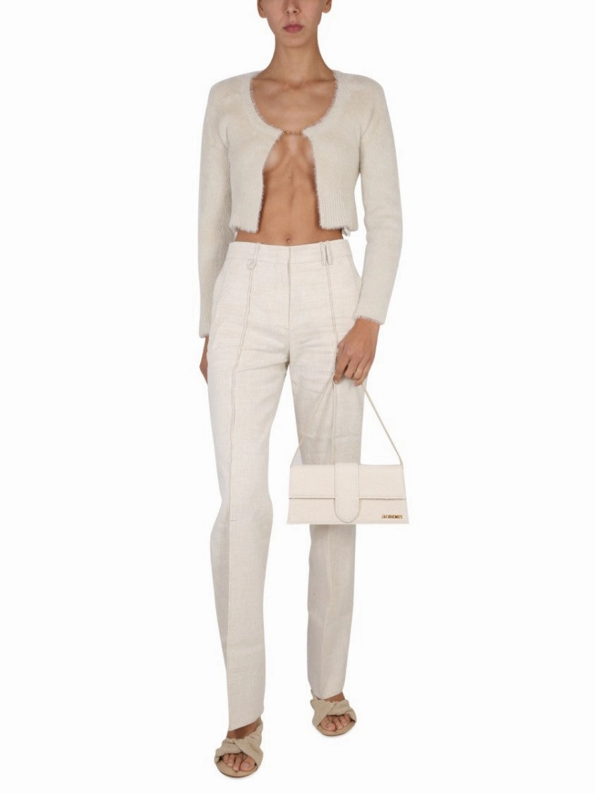 Cropped Textured Knit Cardigan
