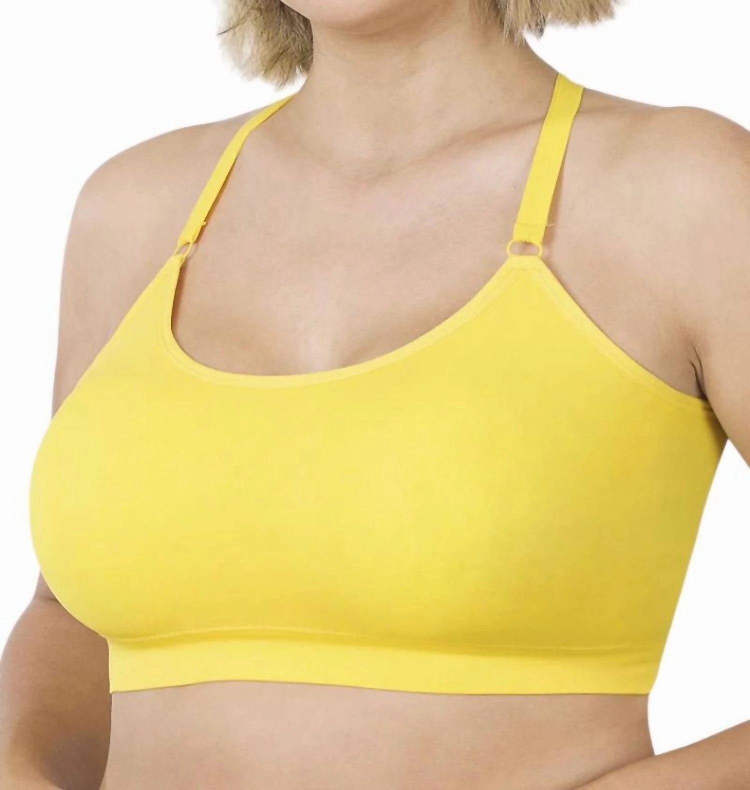 Cross Back Padded Seamless Bra In Yellow