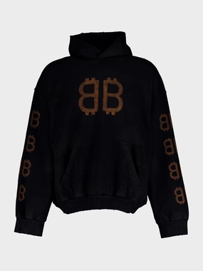 Crypto Faded Hoodie with Logo Tops Mens - thermal tops