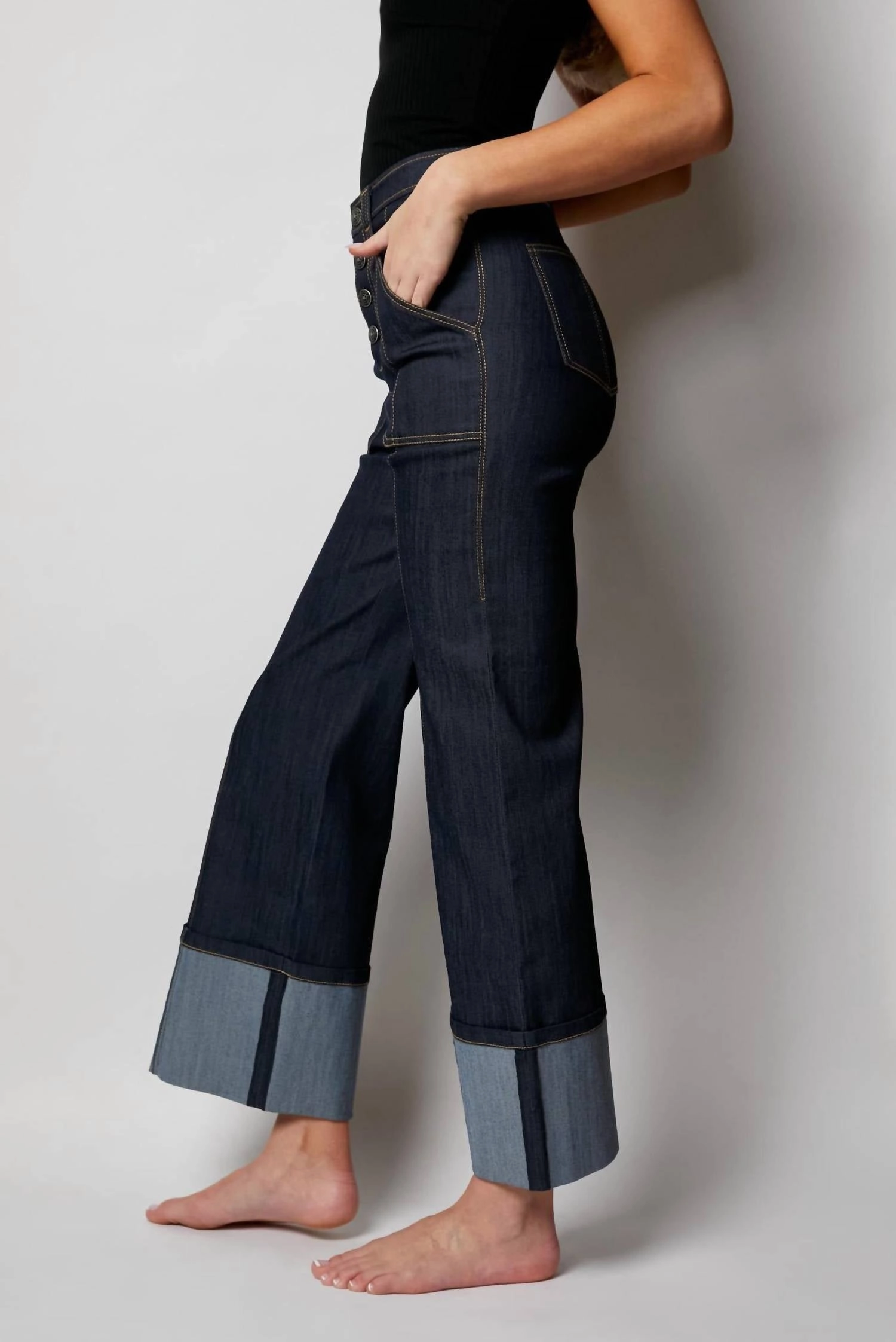 Cuffed Benji Jeans In Indigo Denim