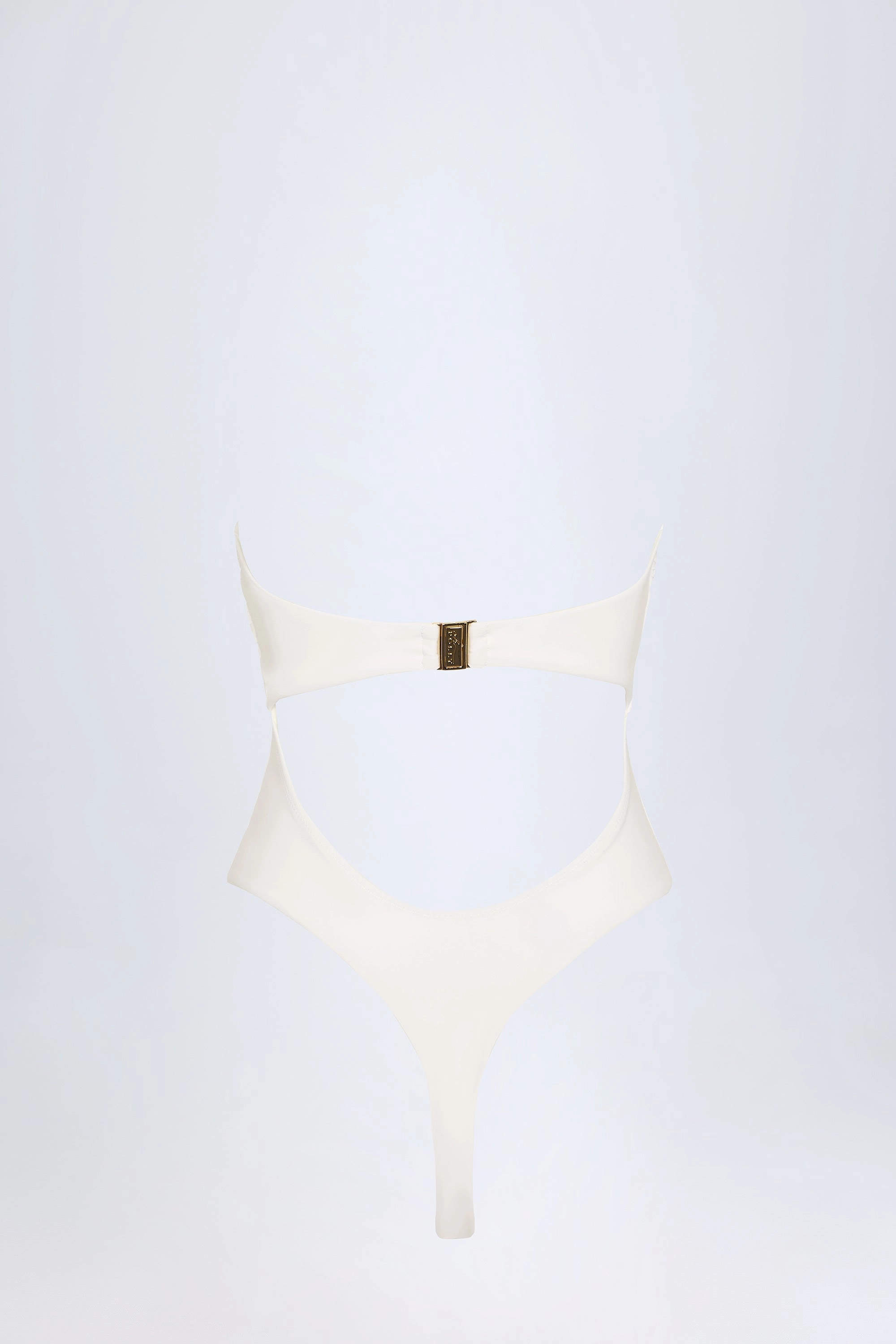 Cut-Out Hardware-Detail Swimsuit in White
