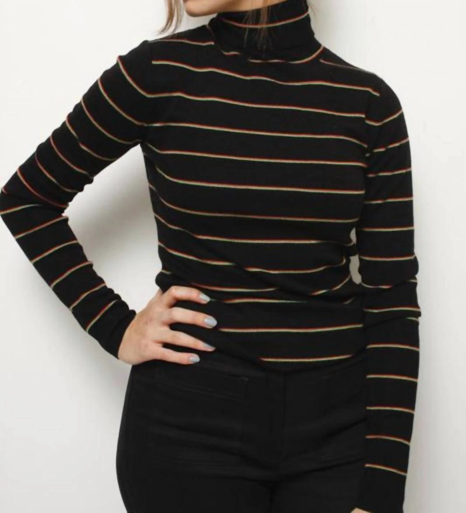 Dale Striped Top In Black