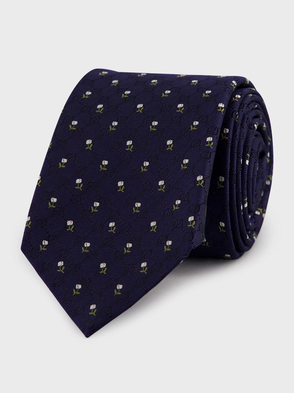 Dark Blue GG Floral Silk Tie Suits Mens - men's suits outlet