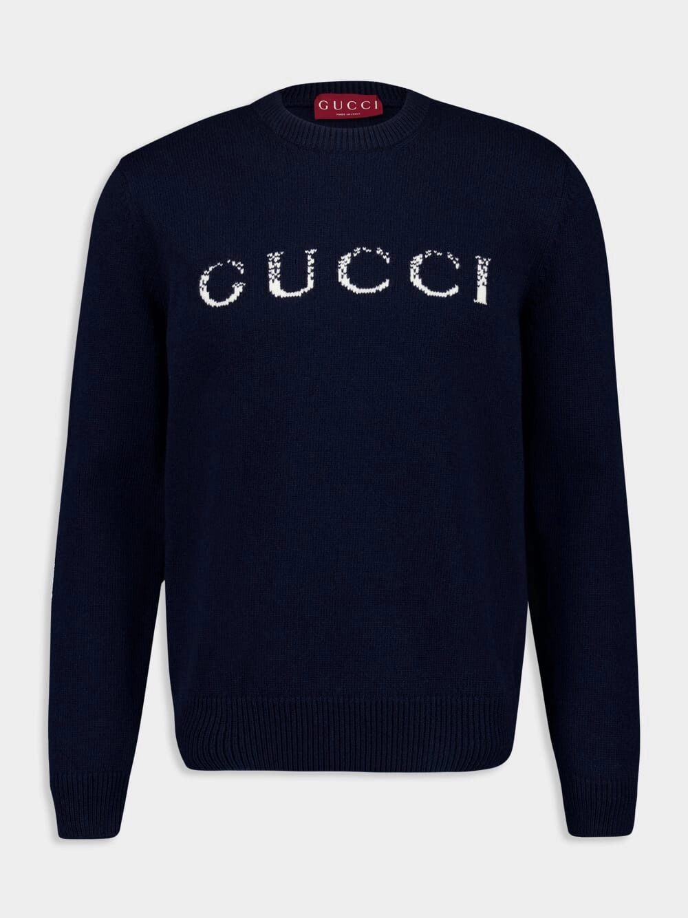 Dark Blue Sweater Gucci Intarsia Knitwear Mens - men's sweaters sale