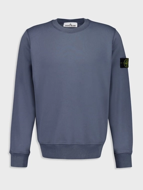 Dark Blue Sweatshirt with Side Logo Tops Mens - thermal tops