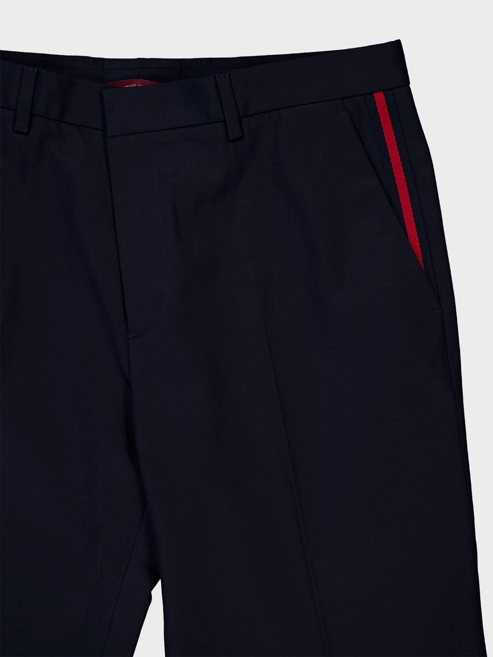 Dark Blue Twill Trousers with Web Detail