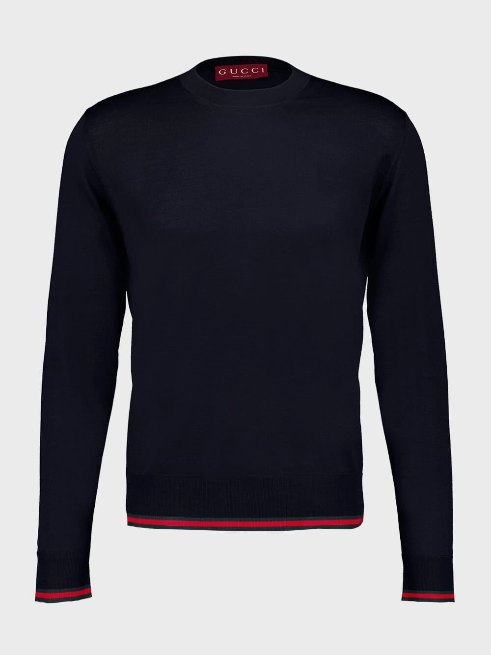 Dark Blue Wool Knit Sweater with Web Knitwear Mens - men's sweaters sale