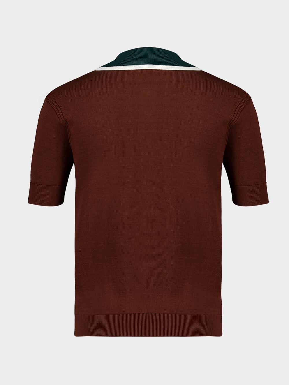 Dark Brown Cable Knit Polo Shirt